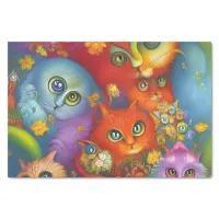 Colorful Crazy Kitty Cat Kitten Collage Tissue Paper