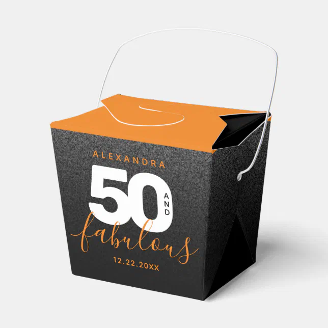 Modern Girly Orange 50 and Fabulous Favor Boxes