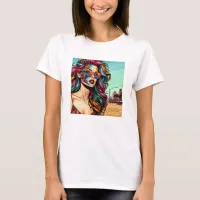 Fractured Art | Abstract Woman at Beach T-Shirt