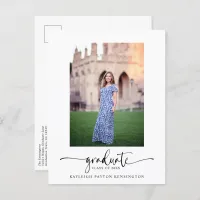 Modern Elegant Script Graduation Announcement Postcard