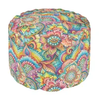 Psychedelic Hippie Swirl Round Pouf