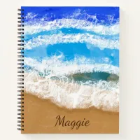 Personalized Ocean Waves Crashing on Sandy Beach Notebook