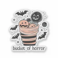 Bucket Filled with Carved Halloween Pumpkins and B Sticker