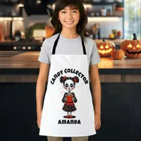 Cute Candy Collector Skeleton Kids Halloween Apron