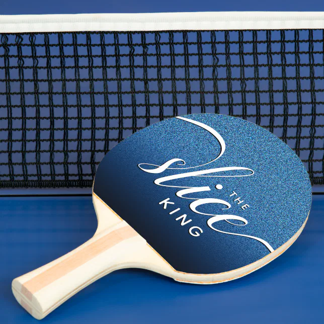 Funny Script The Slice King Blue Glitter Ping Pong Paddle