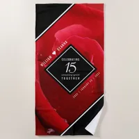 Elegant 15th Rose Wedding Anniversary Celebration Beach Towel