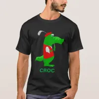 Crocodile Cartoon Golfer Personalize Name T-Shirt