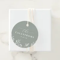 Elegant Sage Green Wedding Classy Round Favor Tags