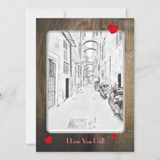 narrow Italian street - father’s day Card