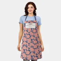 Custom Bakery Name Blue & Pink Lotus Chef or Staff Apron