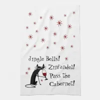 Jingle Bells Funny Christmas Wine Quote Kitchen Towel