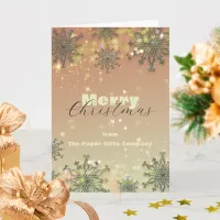 Snowflakes Lights on Peach-Pink Business Christmas Card