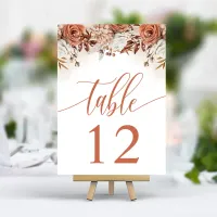 Terracotta Flowers Pampas Grass Wedding Table Number