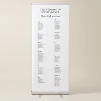 130 Guest Alphabetical Wedding Seating Chart Retractable Banner