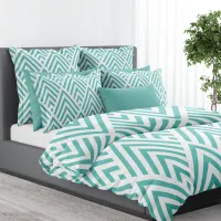 Geometric Turquoise Diamond Weave  Duvet Cover