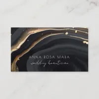 *~* QR Marble Black Gold Glitter Glam AP66 Luxe Business Card