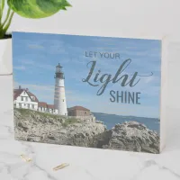 Let Your Light Shine Lighthouse Photo Portland Hea Wooden Box Sign