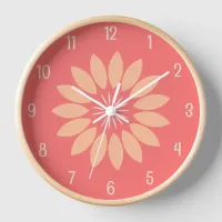 Big Peach Flower on Coral Clock