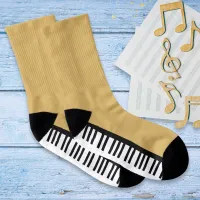 Piano Keyboard Keys Music Themed Sole Novelty Socks