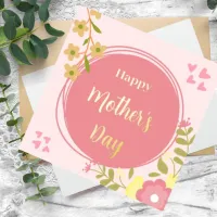 Pink natural happy mother's day foil prints