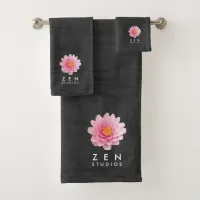 Elegant Floating Pink Lotus Flowers Bath Towel Set