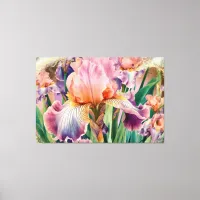 *~* Pink IRIS Irises Vintage Floral TV2 Canvas Print