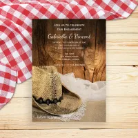 Cowboy Hat and Barn Wood Western Engagement Party Invitation