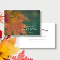 Fall Colored Leaves Share a Memory Funeral Note Card