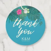 Watercolor Tropical Thank You Teal ID577 Favor Tags