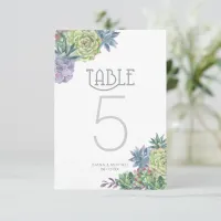 Succulents and Sparkle Table Numbers Green ID515