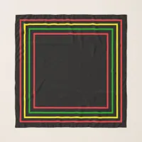 Red Gold Green Rasta Flag Colored Black Scarf