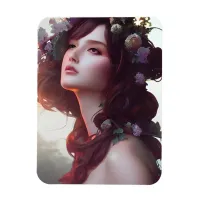 Floral Fantasy Art Woman with Flowers 01 Magnet