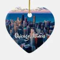 Chicago, Illinois Christmas Keepsake Souvenir Ceramic Ornament