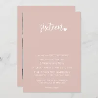 Rose Gold Blush Script Sweet 16 Birthday Photo Invitation