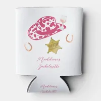 Pink Personalized Cowgirl Hat Country Bachelorette Can Cooler