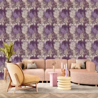 Misty Maroon, Lilac & Violet Forest Peel and Stick Wallpaper