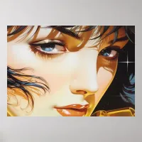 Face of a Golden Girl airbrush art Poster