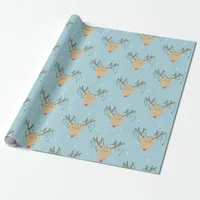 Cute Tangled Reindeer Retro Christmas String Light Wrapping Paper