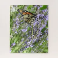 Lavender Flowers and Monarch Butterfly Photography Jigsaw Puzzle