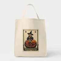 Vintage Halloween Girl on Jack o'Lantern Tote Bag