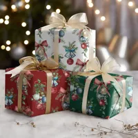 Watercolor Christmas Ornaments Elegant Holiday Wrapping Paper Sheets