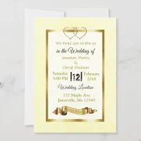 Yellow and Gold Hearts Wedding Invitations
