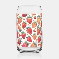 Cute Strawberry Pink Pattern Can Glass