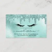 Glitter Aqua Eyelash Extension Appointment Business Card