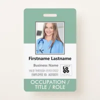 Staff Photo ID Barcode Logo Arsenic Green Name Badge