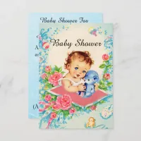 Vintage Baby Girl Baby Shower Invitations