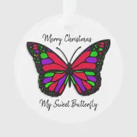 Merry Christmas Sweet Butterfly Holiday Keepsake Ornament