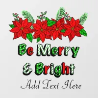 Personalized Merry and Bright Poinsettia Decor Floor Decals