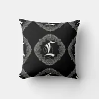 Elegant Goth Initial L Throw Pillow