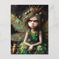 Annoyed Fairy Golden Insect Postcard